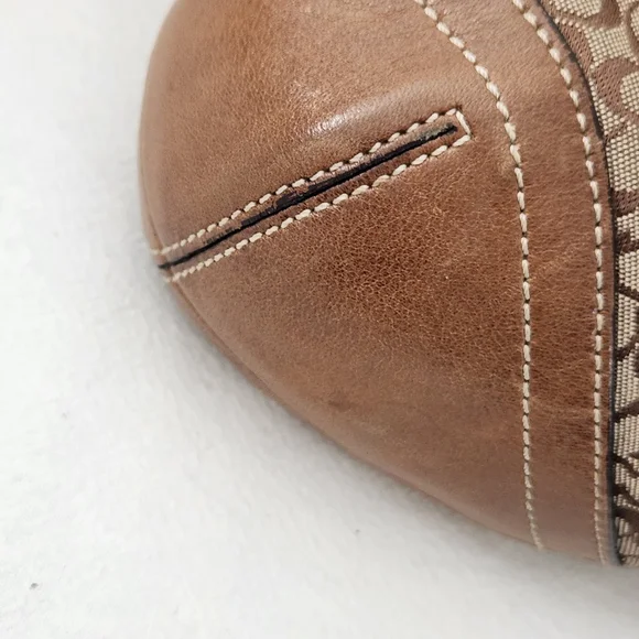 Coach Tan and Brown Signature Shoulder Bag With Leather Corner Accents H04W-6818 - Picture 3 of 14